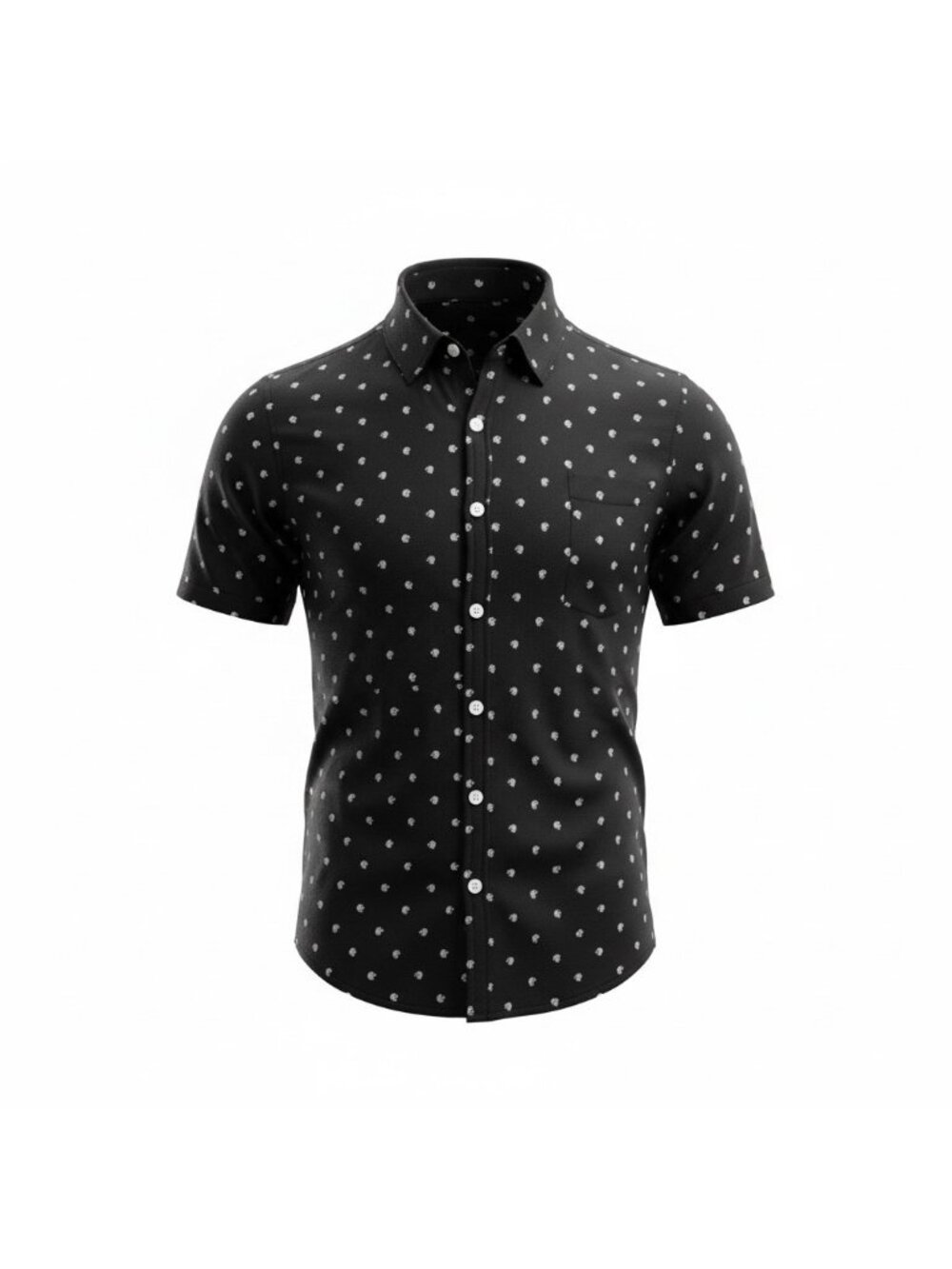 UNIVIBE Boys Large Skull Print Button-Up Shirt – Black